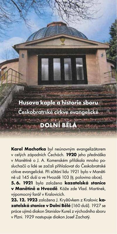 Letáček o&nbsp;Husově kapli v&nbsp;Dolní Bělé